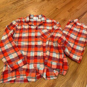 OLD NAVY WOMENS ORANGE PLAID FLANNEL PAJAMAS NEW XL TALL